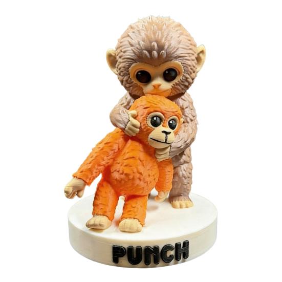 

Monkey Figurine 3D Printed Cute Monkey Holding Plush Toy Desktop Ornament for Living Room Bedroom Tabletop Decoration