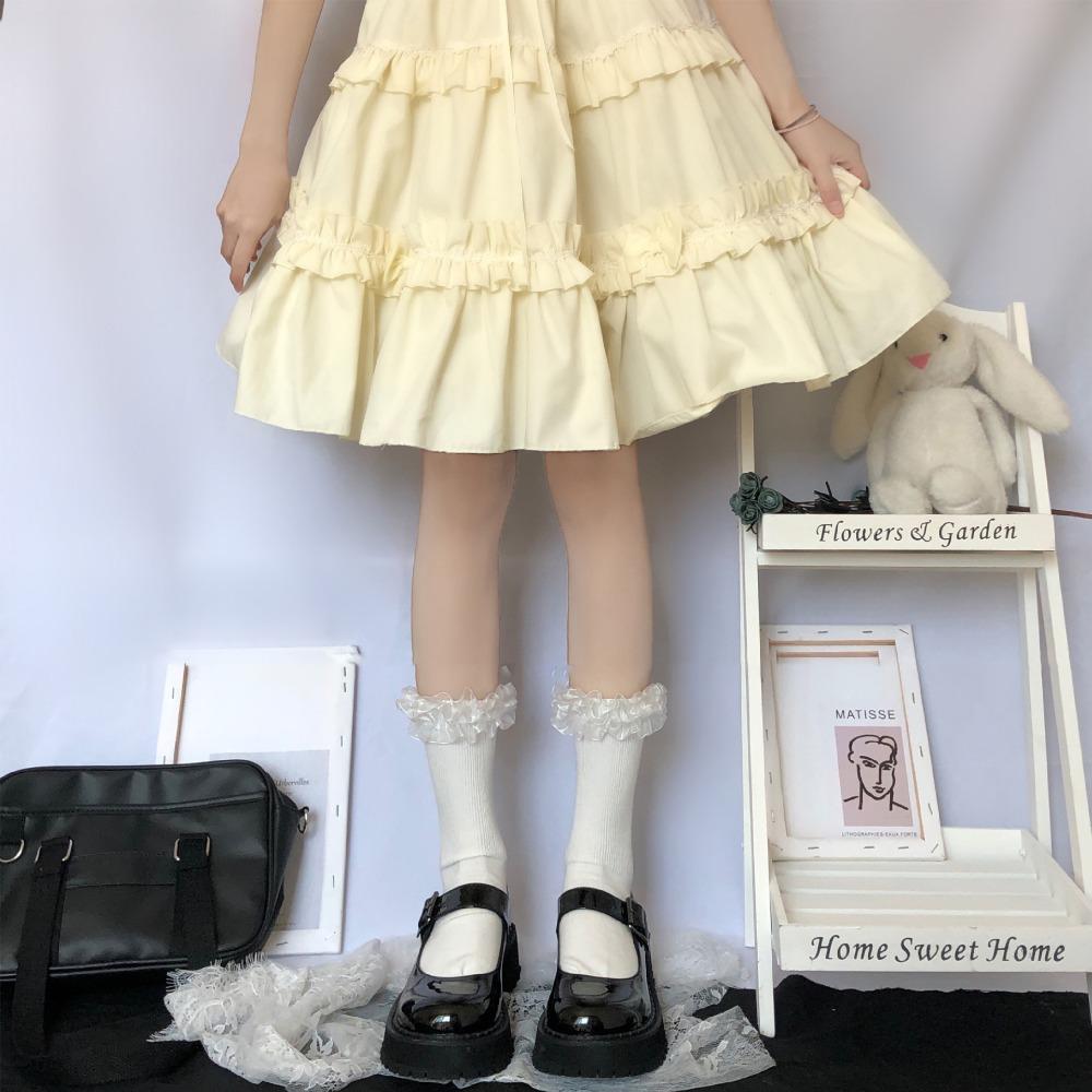 Summer Lace Socks Japanese Lolita Sweet Tube Socks Children's Black Cotton Lolita Calf Socks Tide