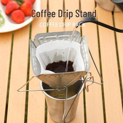 Cafetière Drip Portatif en Acier Inoxydable avec Support Pliable