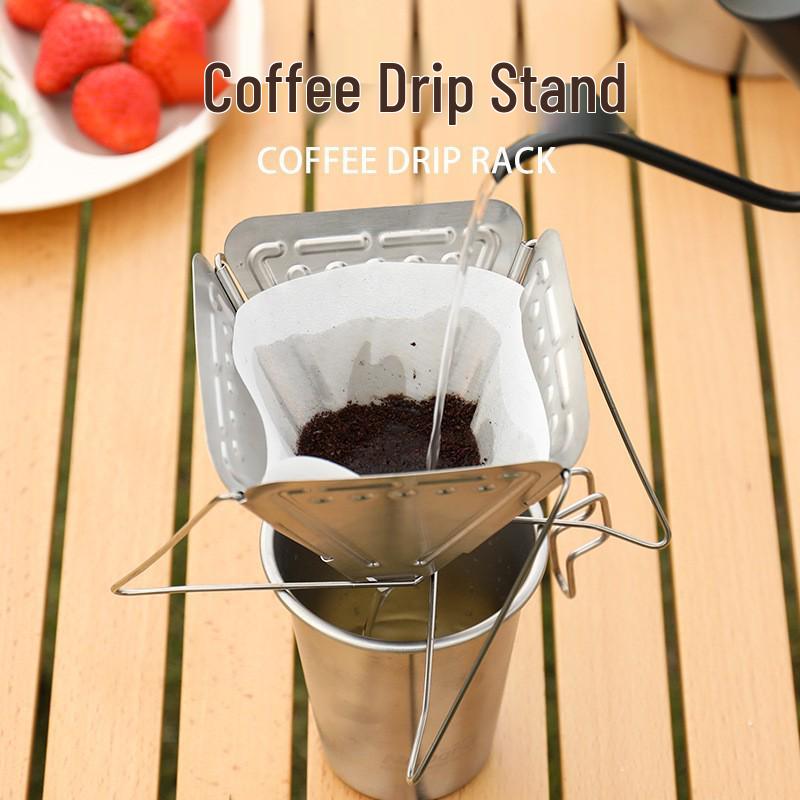 Portable Stainless Steel Pour-Over Coffee Drip with Folding Stand