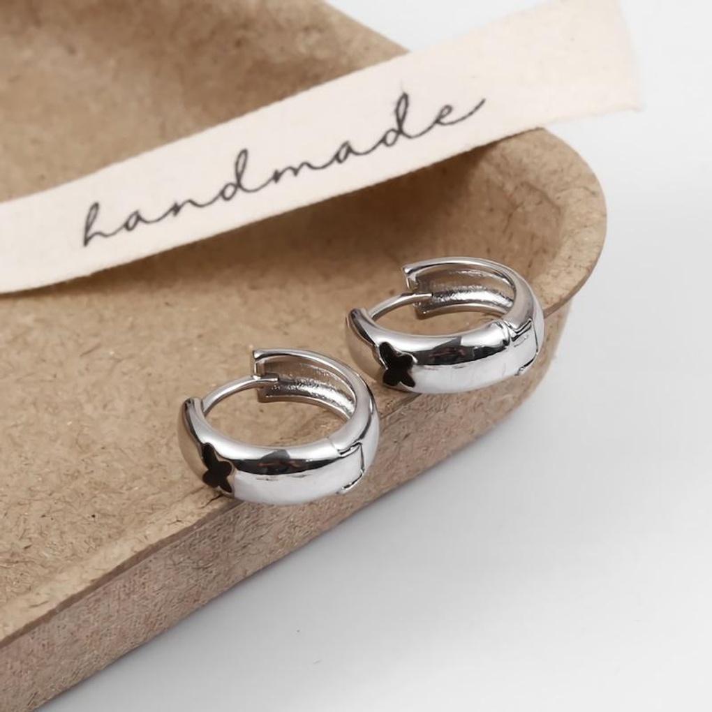 Women's Silver Color Butterfly Hoop Earrings