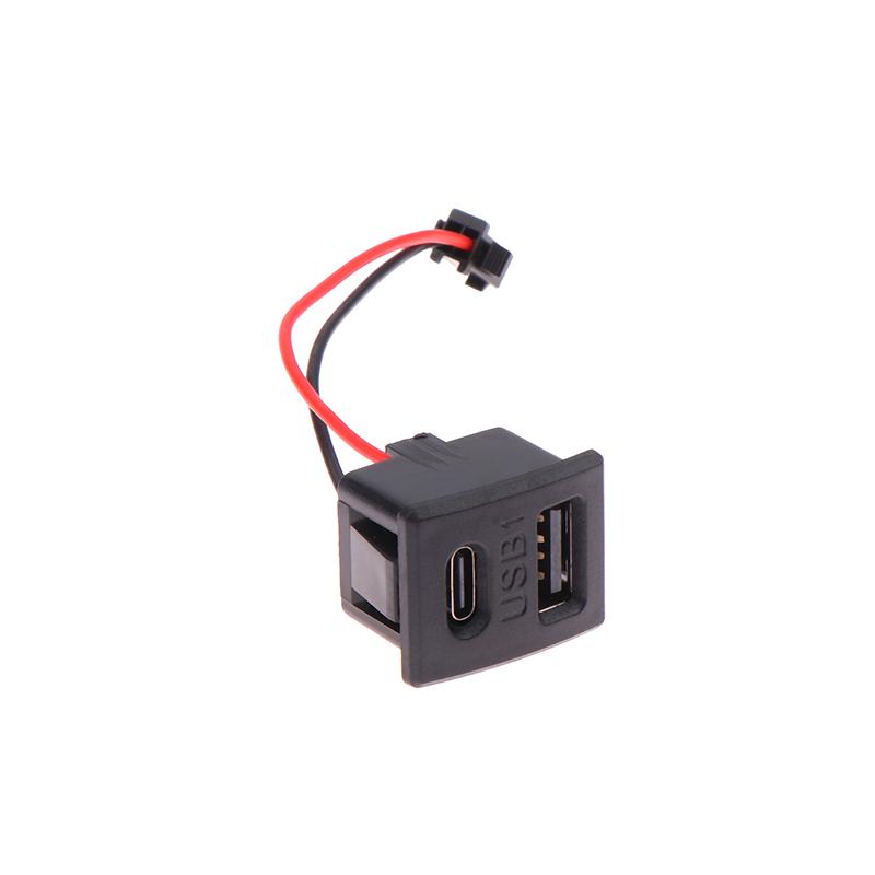 1Pcs Double Layer White/Black USB Female Base Type-c Socket USB Lamp Charging Socket Power Socket 2P With Cable Connector