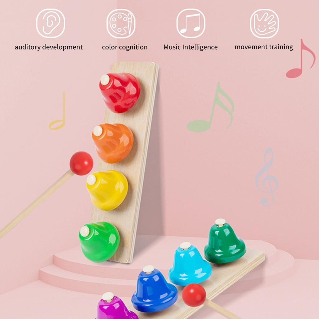 Music Table Bells 8 Notes Music Desk Hand Bells Colorful Diatonic Metal Hand Bells Musical Instruments Party Supplies