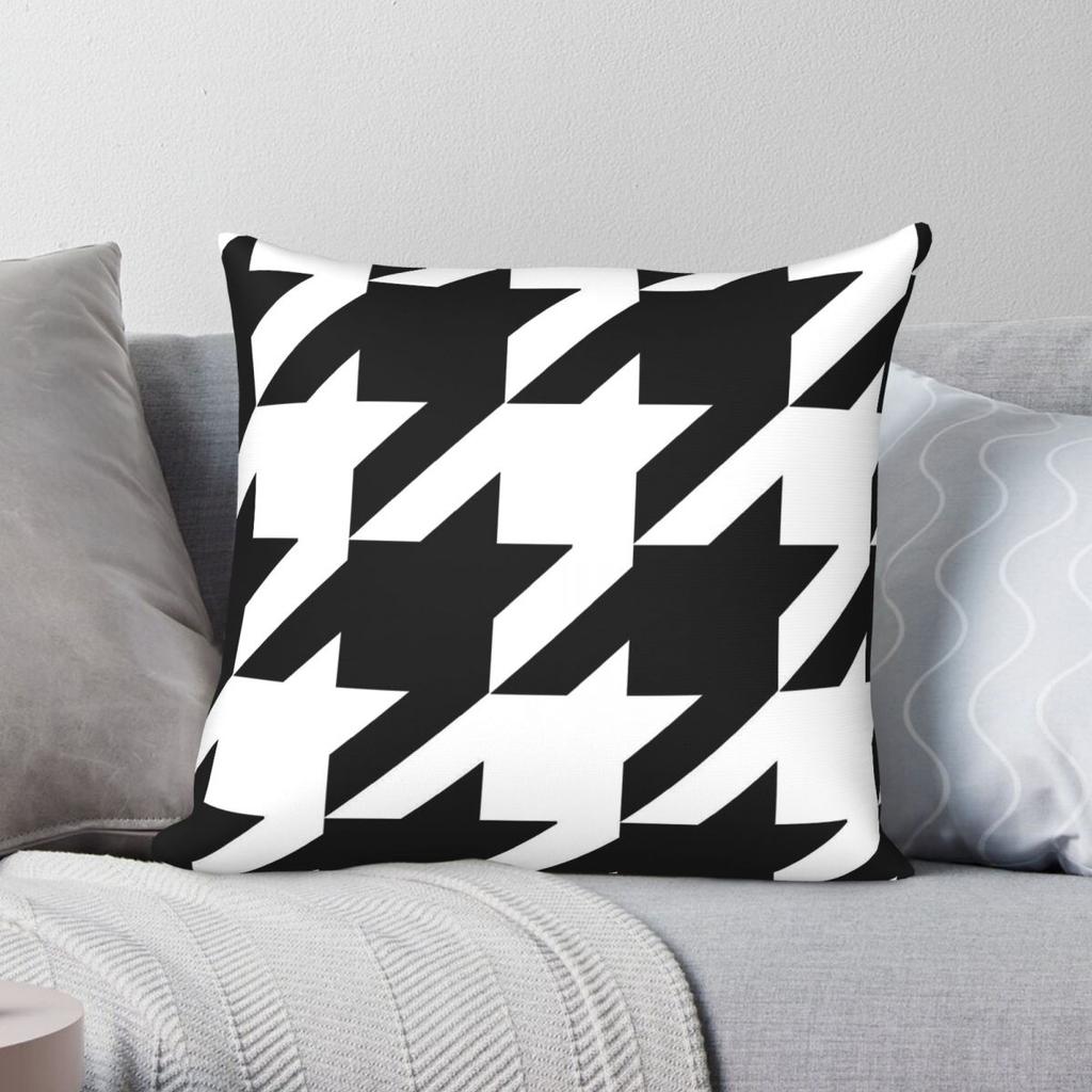 Classic Houndstooth Large Square Pillowcase Polyester Linen Velvet Creative Decor Throw Pillow Case Sofa Seater Cover Wholesale