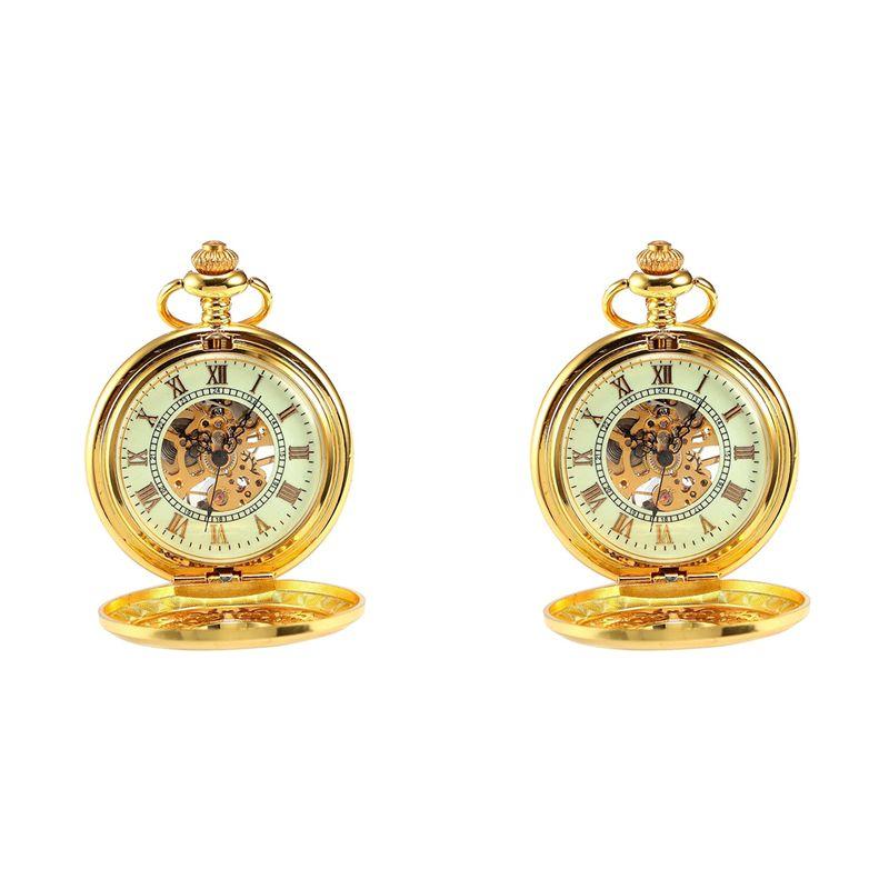A95D-2X Luxury Golden Luminous Mechanical Pocket Watch