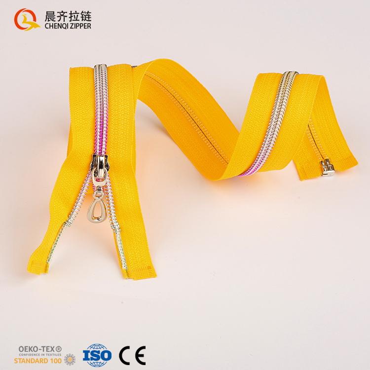 Factory Spot 5# Nylon rainbow Gradient Teeth Colorful Tape Open End DIY Polyester Zipper