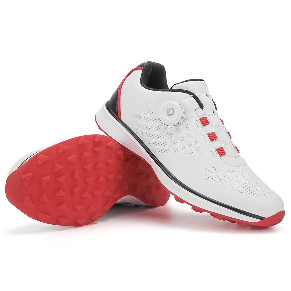 Men's Waterproof Breathable Golf Shoes with Fixed Spikes and Buttons