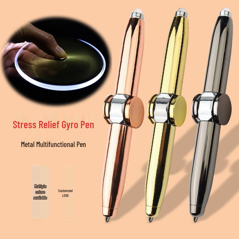 Multipurpose Light-Up Spinning Ballpoint Pen - Creative Metal Spinner for Stress Relief