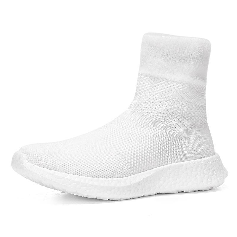 Autumn and Winter New Women's Lightweight and Versatile High-top One-pedal Socks Shoes with Wool Warm Indoor Fitness Shoes