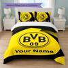 Set Biancheria da Letto Personalizzato Borussia Dortmund con Nome Testo 1 Copripiumino+2 Federe Logo Calcio Regalo Personalizzato per Occasioni Speciali Decorazione Camera da Letto