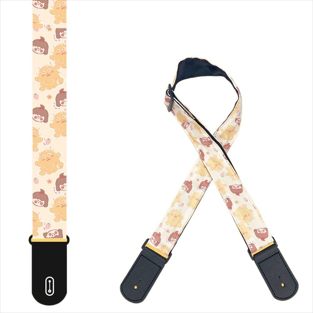Cute Cartoon Guitar Strap Personalized Adjustable Electric Guitar Belt Music Hobby Thick Acoustic Guitar Strap Folk Guitar