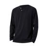 Men Fall Spring Top Buttoned V Neck Long Sleeves Pure Color Loose Pullover T-shirt Daily Wear Sport Homewear Clothes