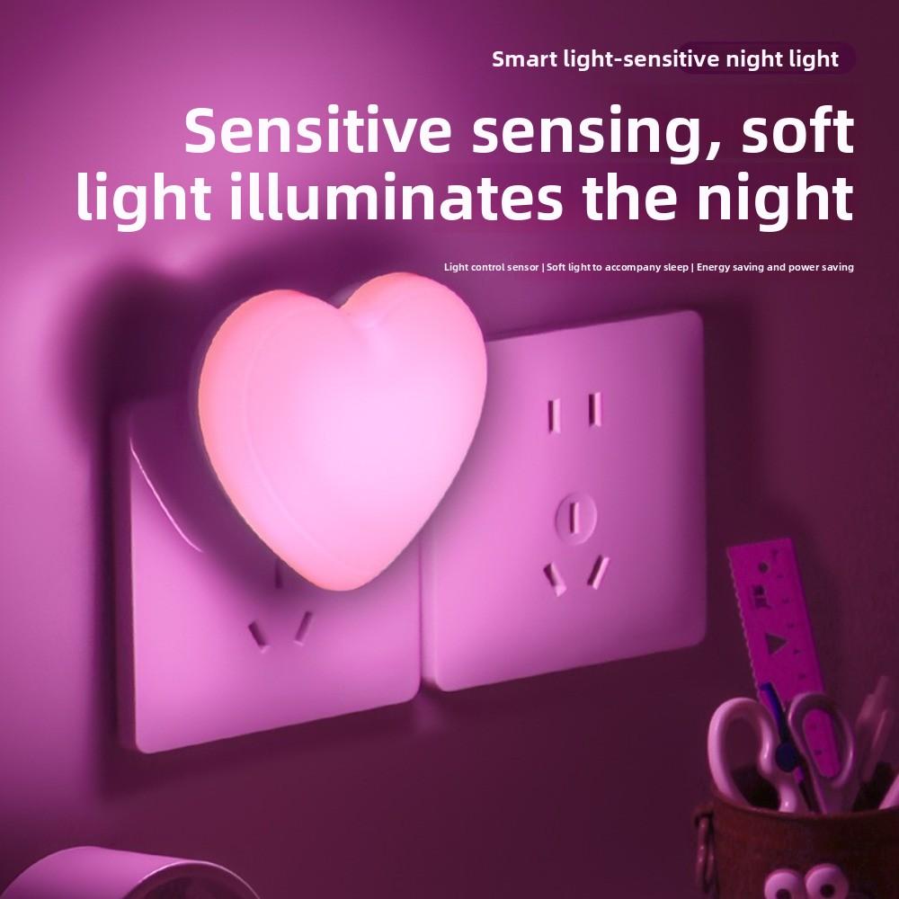 New Sensor Control LED Night Light Love Shape Energy Saving Night Lamp Bedroom Stairs US Plug LED Sensor Lamp For Children Kids