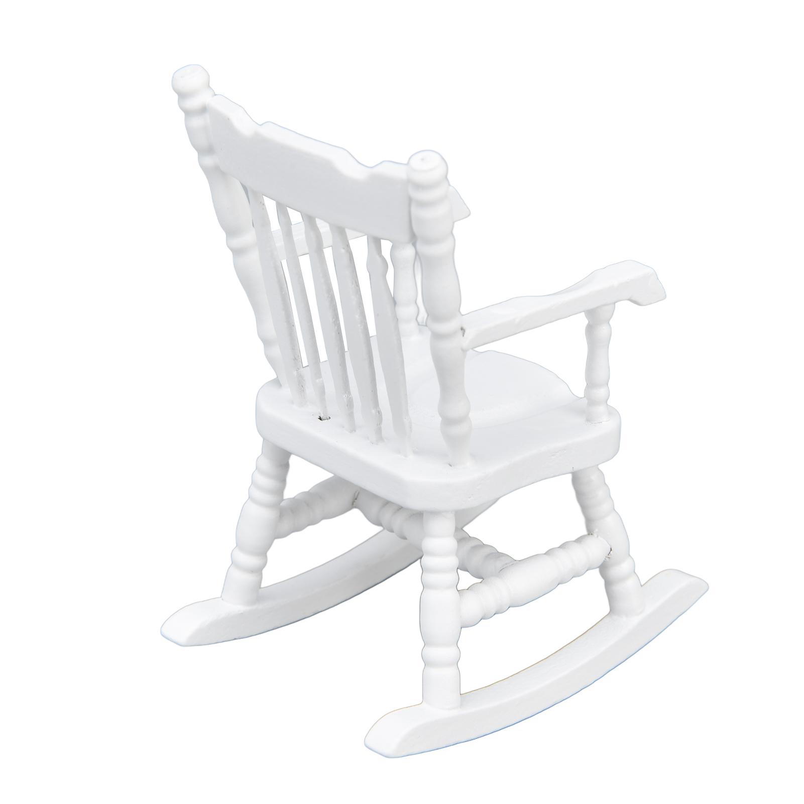 

1:12 Dollhouse Chair Wood Doll House Miniature Rocking Chair White Mini Dollhouse Furniture