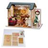 Miniature Wooden House Model with LED Light, Retro   Furniture Handcraft Kit for Developing