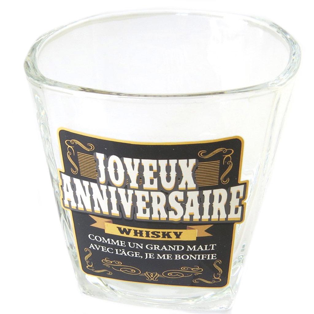 Les Trésors De Lily [P2699] – Sklenice na whisky „Happy Birthday“ – 85x55 mm