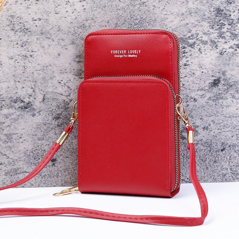 Korean-Style Women's Crossbody Phone & Cosmetic Bag: Touchscreen, Double Layer, Large Capacity
