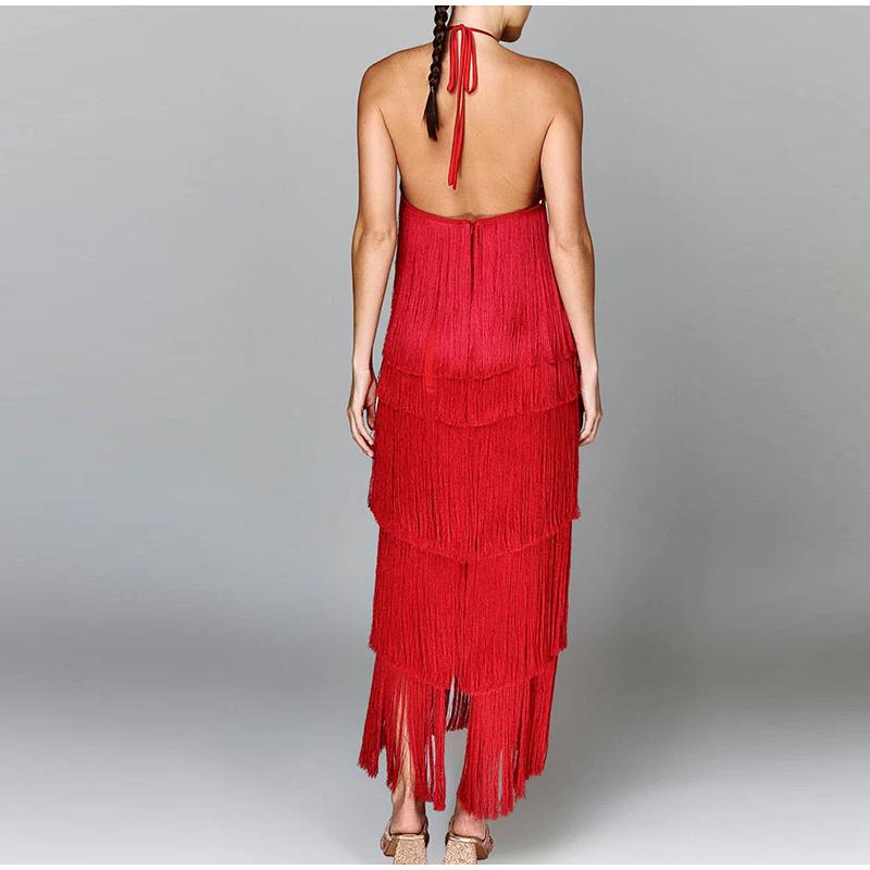 Dusker Halter Split Kvinner Kjole Ermeløs Ryggløs Snøring Party Summer Street Club Evening Robe