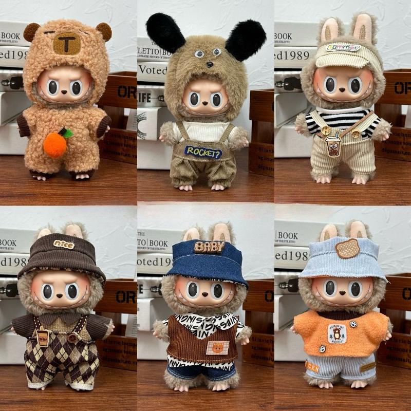 Labubu Doll Clothes Capybara Cos Suit V1 V2 V3 Outfit Stylish Clothing Set For Plush Toy Dolls 17Cm Cute Model Accessories