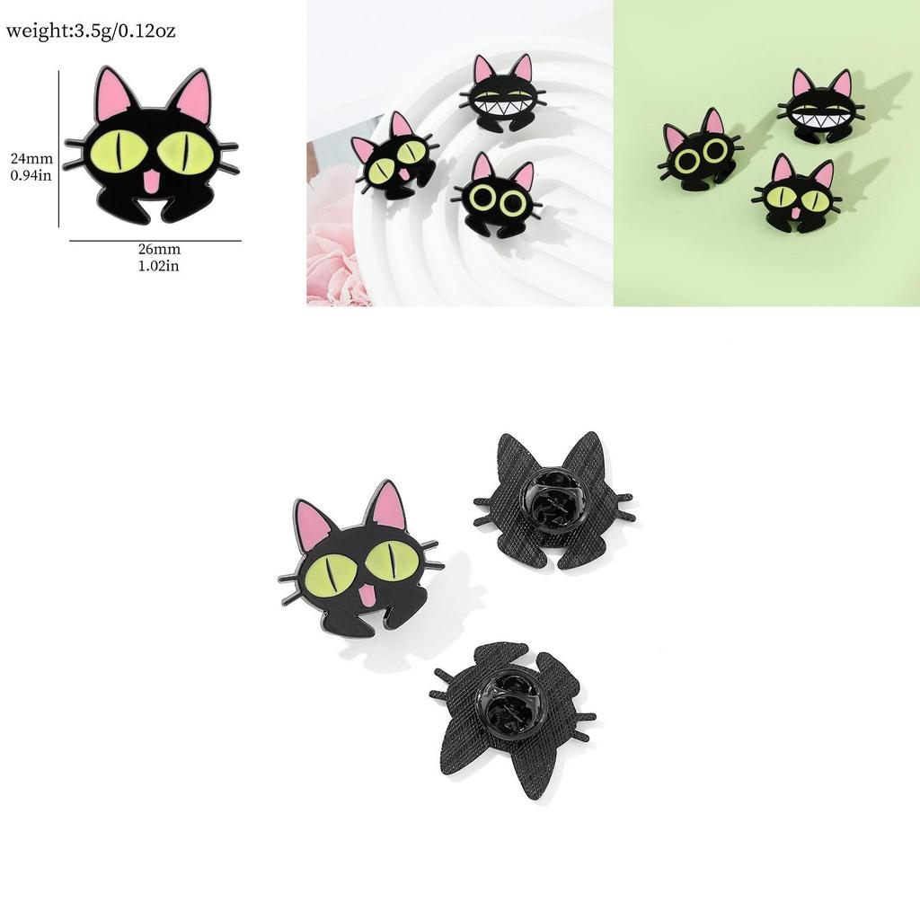 Cartoon Cat Brooch Pin Funny Black Cat Metal Badge Alloy Oil Drop Bag Accessory