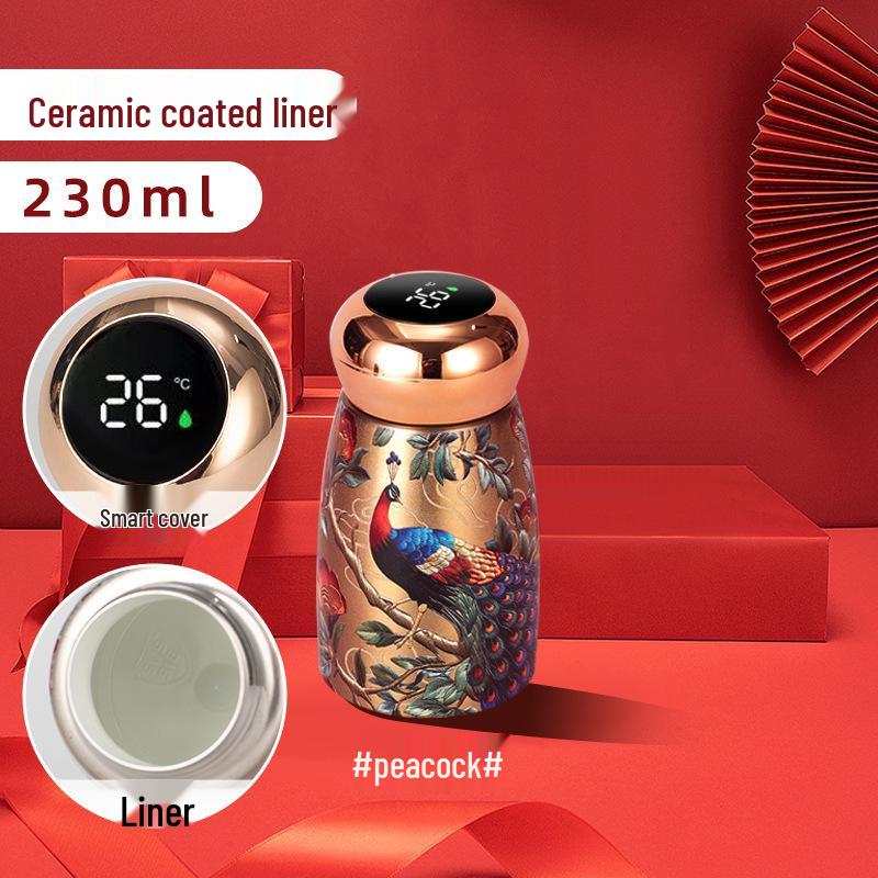 Compact Ceramic Thermos Cup with Smart Temperature Display - Chinese Style