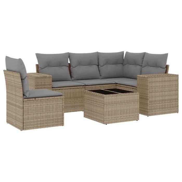 VidaXL Garden Lounge Set with Cushions 6 Pcs, Patio Sofas, Patio Furniture Set, Outdoor Furniture, Beige 3222578