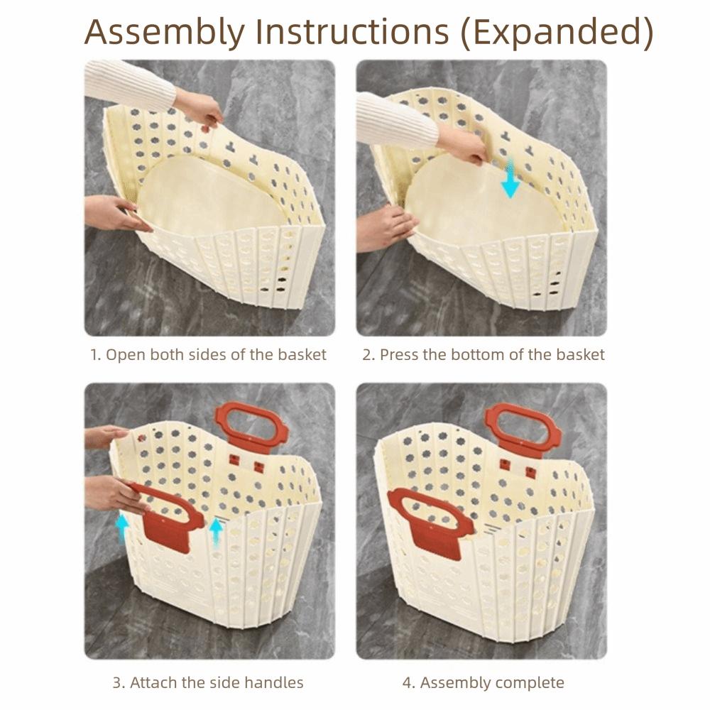 Plastic Dirty Clothes Basket Folding Wall-mounted Laundry Basket Hand-held Durable Portable Laundry Basket Bathroom Storage