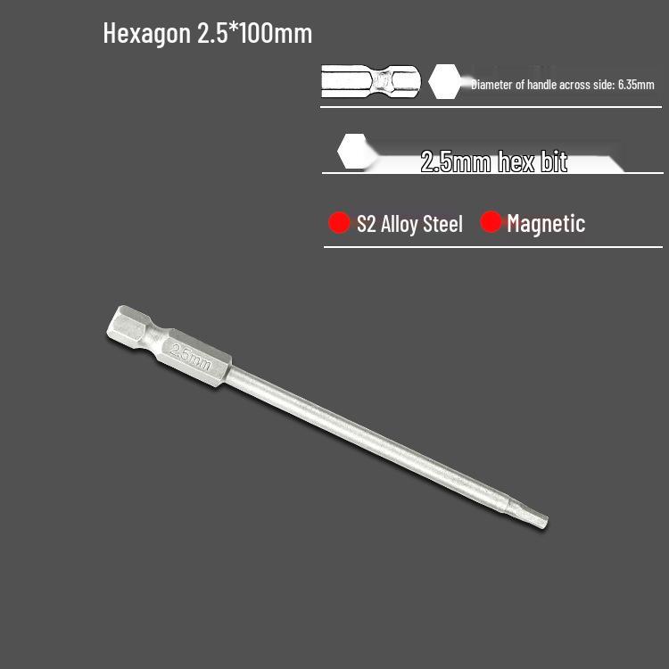 S2 Air Impact Hex Socket Bit Set, Pneumatic & Electric Screwdriver, 1/4 Strong Magnetic