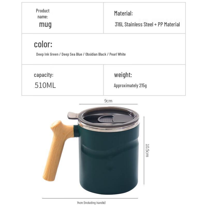 Ruhan Insulated Stainless Steel Coffee Mug with Lid