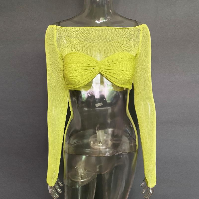 Frühling und Sommer Damen One Neck Sheer Kurzes Wickeltop