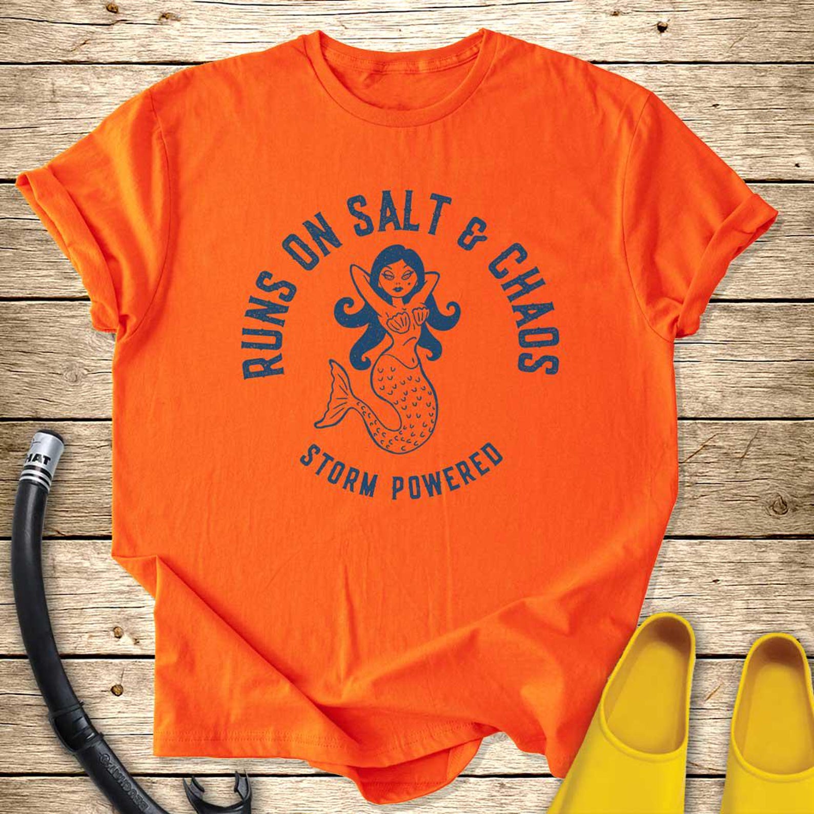 Run ss On Salt & Chaos Mermaid T-Shirt | Mermaid Graphic, Ocean Vibes 4XL