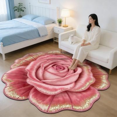 Alfombra de Piso Floral de Felpa Alfombras de Ilusión Óptica de Flores 3D Antideslizante Absorbente de Agua Alfombrilla de Baño para Baño Dormitorio Entrada Área de Tocador