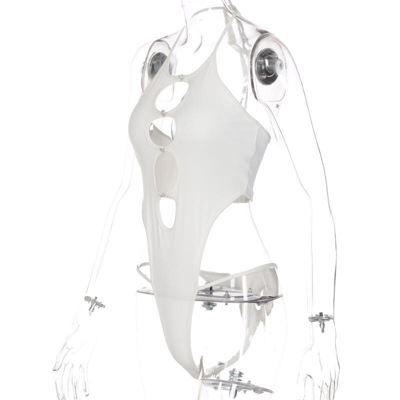 Estetické sexy streetwear kombinéza ženy s vysokým pasem dutý bez rukávů bodycon kombinézy Punk Emo Alternativní oblečení