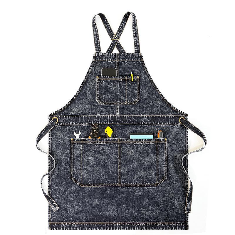 Custom Logo Washable Denim Apron for Barbers, Baking, and Carpentry
