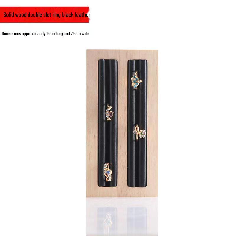 Solid Wood Dual-Slot Ring  Earring Display Tray for Jewelry