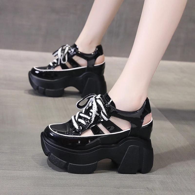 Fashion Ladies Shoes 2025 Brand Lace-up Women's Sandals Fashion Hollow Out Casual Sandals Women Hot Sale Baotou Platform Slipperszapatos