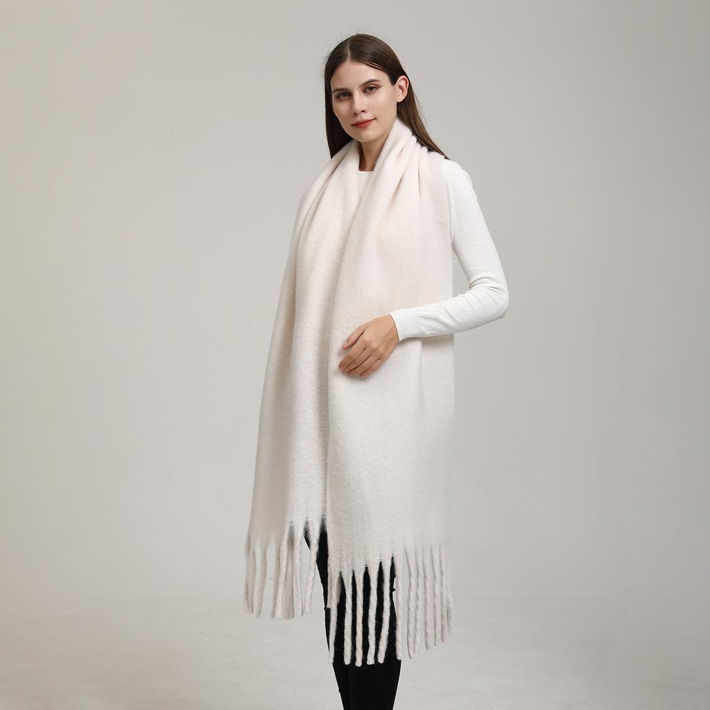 Winter Solid Color Tassels Cashmere Scarf Keep Warm Woman Pashmina Shawl Ladies Fashion Long Scarves Wraps  210*30Cm