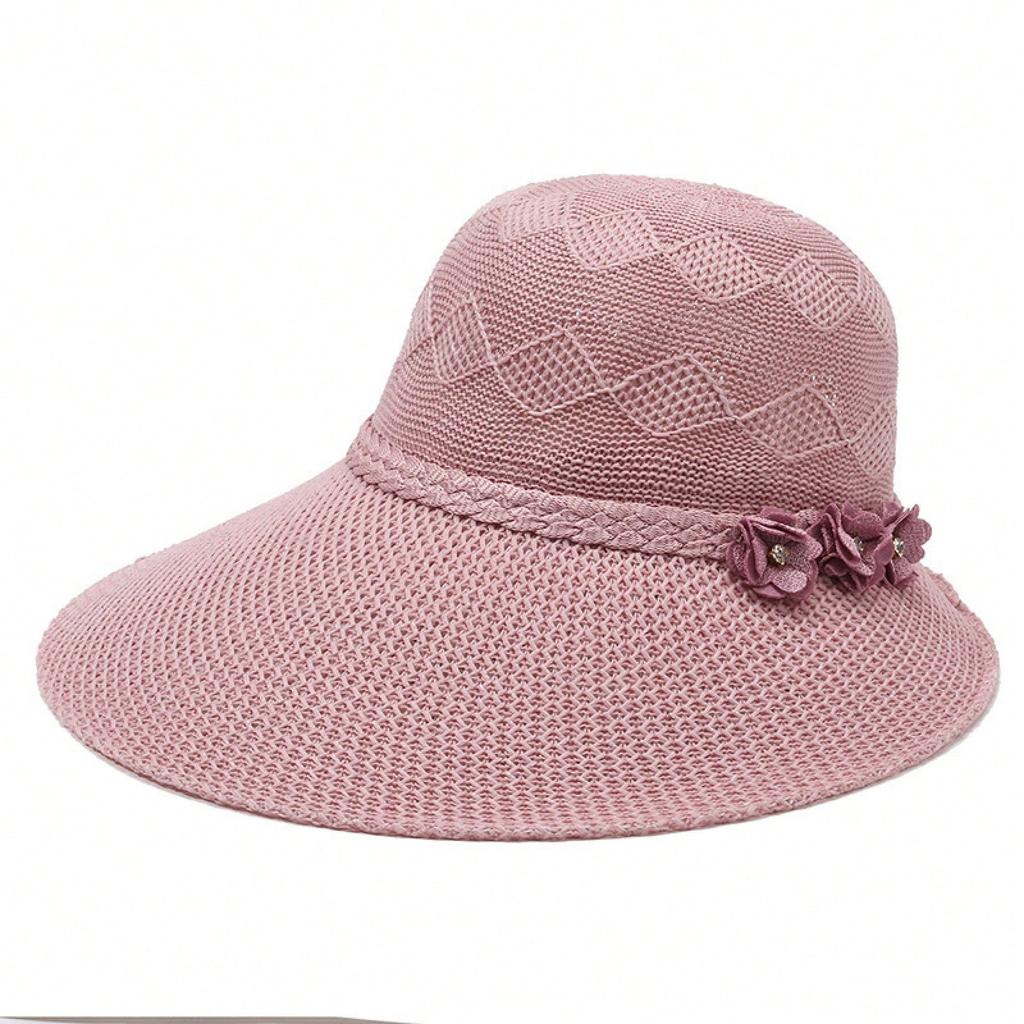 Women's Summer Wide-Brimmed Sunshade Straw Hat For Spring And Summer Outdoor Sun Protection Beach Trip Floral Cool Hat