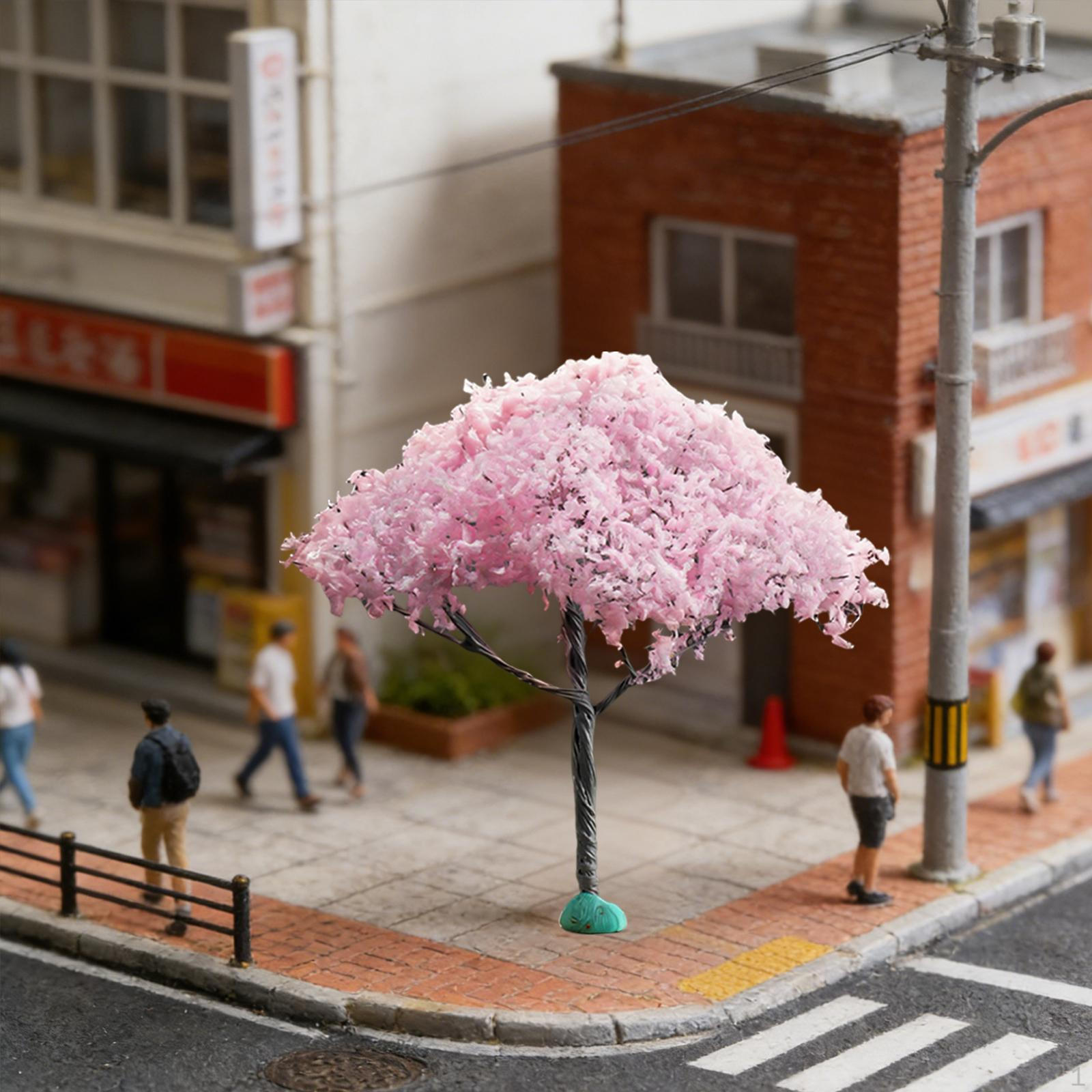 Artificial Blossom Cherry Tree Miniature Model Train Scenery Trees 9cm_pink