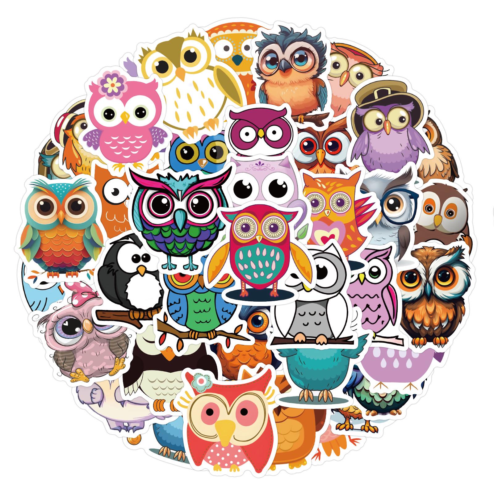 60 Owl Cartoon Graffiti Stickers for Notebooks & Luggage - DIY Personality Stickers