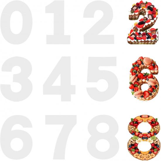 12 Inch Large Number Cake Molds 0-8 Cake Number Stencils, 9 Pieces Numerical Painting Stencils Template Baking Forms Moulds Cake Cutting Number Mold 8 Inch