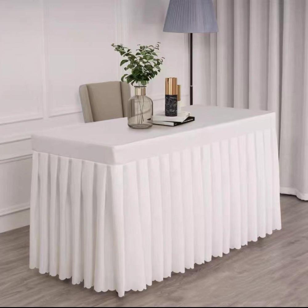 

Soft Rectangle Table Skirts Thick Banquet Tablecloth Fitted Table Cover Wedding