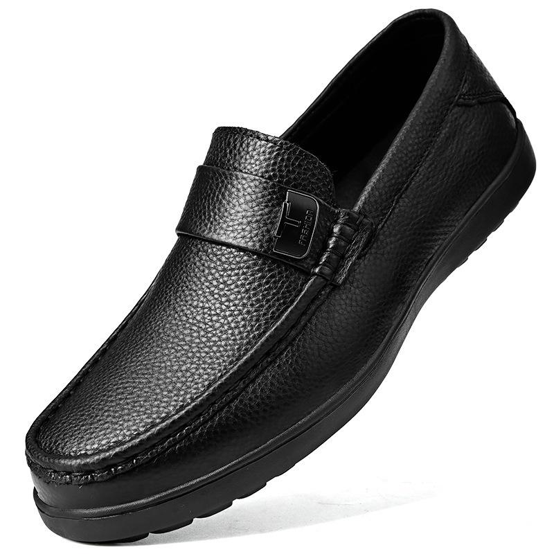 Summer breathable punched men's leather shoes men's genuine leather foot cover men's shoes business round head casual soft leather soft sole Doudou sh