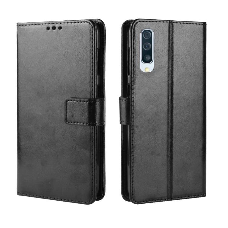 

Retro Crazy Horse Texture Horizontal Flip Leather Case for Galaxy A70, with Holder & Card Slots & Photo Frame чёрный