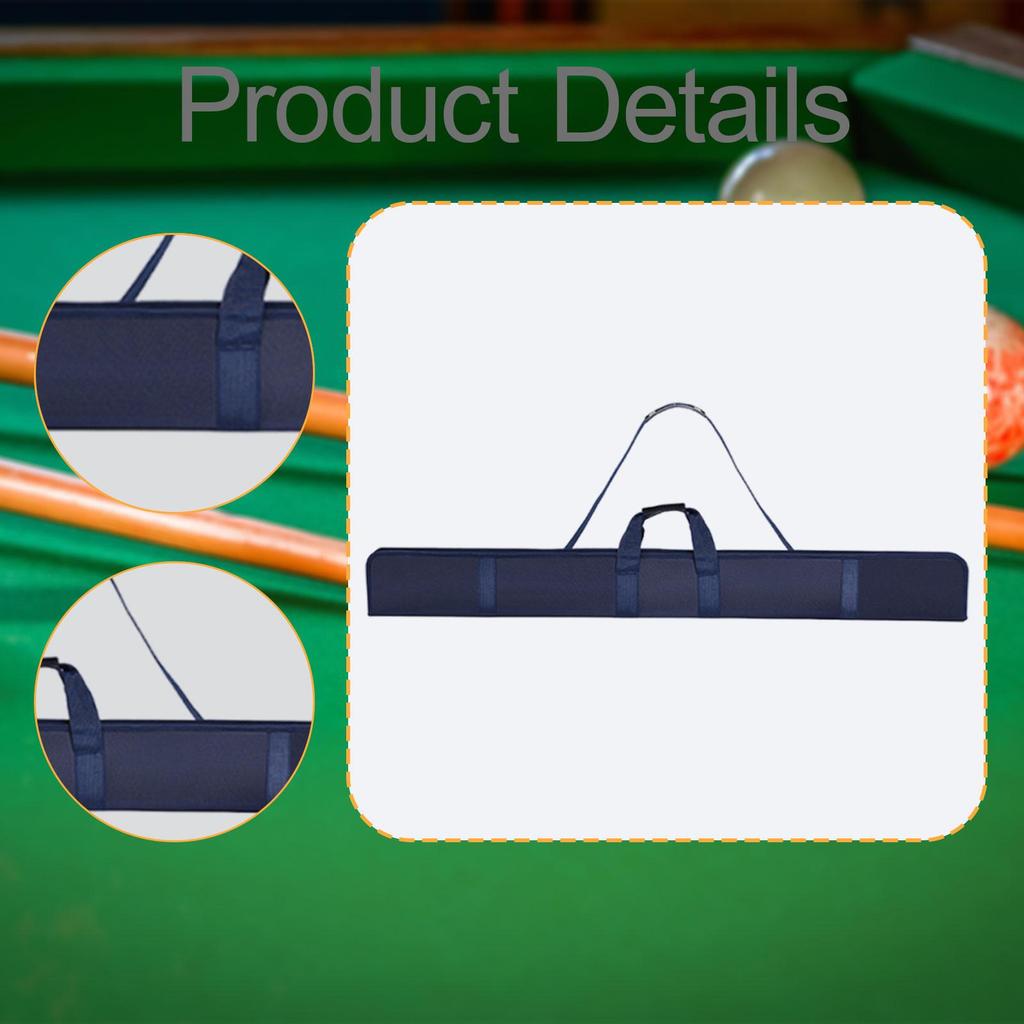 130cm Portable 3/4 Billiard Cue Case Waterproof Lightweight Scratchproof Adjustable Shoulder Strap Protective Cover Nylon Fabric
