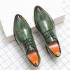 Men's Stone Pattern Leather Brogue Shoes: British Style, Large Size, Casual & Formal for Weddings and Business.