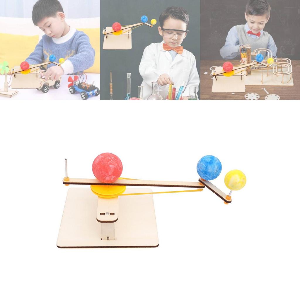 Science Experiment Diy Wooden Earth Moon Sun Solar System Model Kit Educational Toy For Kids