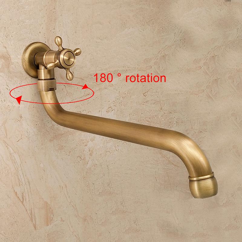 ELLEN Single Cold Facuet Wall Outdoor Mop Pool Faucet Antqiue Bronze Wall Kitchen Sink Faucet Rotatable ML982