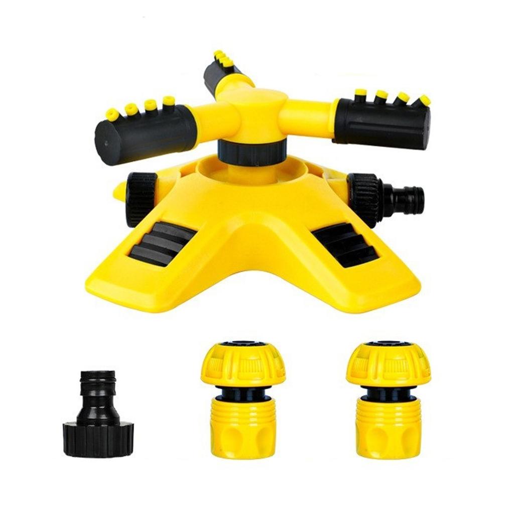 360 Degree Automatic Rotating Lawn Sprinkler Watering System with Adjustable Spray Arms and Hose Connector for Garden Lawn Irrigation