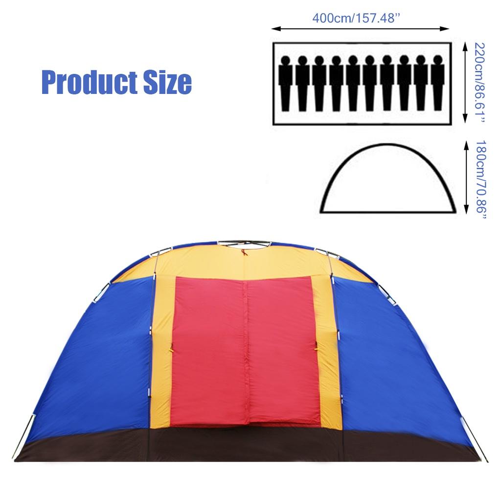 Přenosný kempingový stan Cestování Venkovní turistika Vodotěsný Větruodolný Anti-UV 8-10 osob Rodinný Velký skládací stan CN RU US ES FR AU CZ Pu Huo Da Yu 2KG